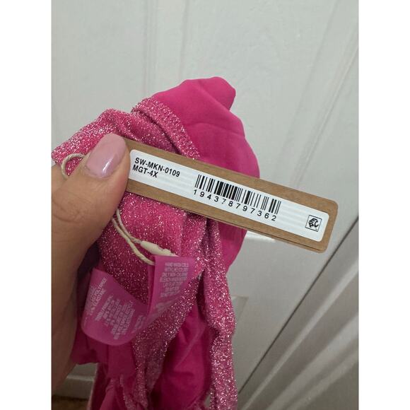 SKIMS Size 4x Magenta Pink Glitter Sparkle Swimsuit Sexy Cut Out Monokini NWT - Picture 9 of 10